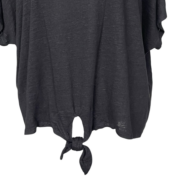 Chico’s Easy Tie Front Linen Tee Top Women’s Size 4 US XXL Black - Picture 4 of 9